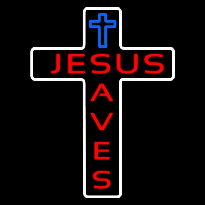 Jesus Saves With Cross Neon Sign