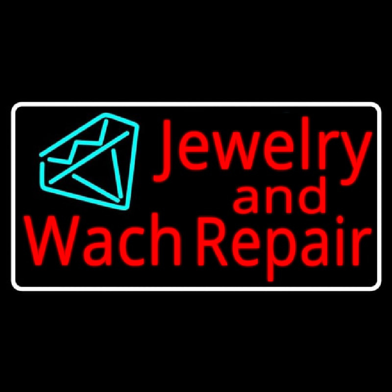 Jewelry And Watch Repair Turquoise Diamond Logo Neon Sign