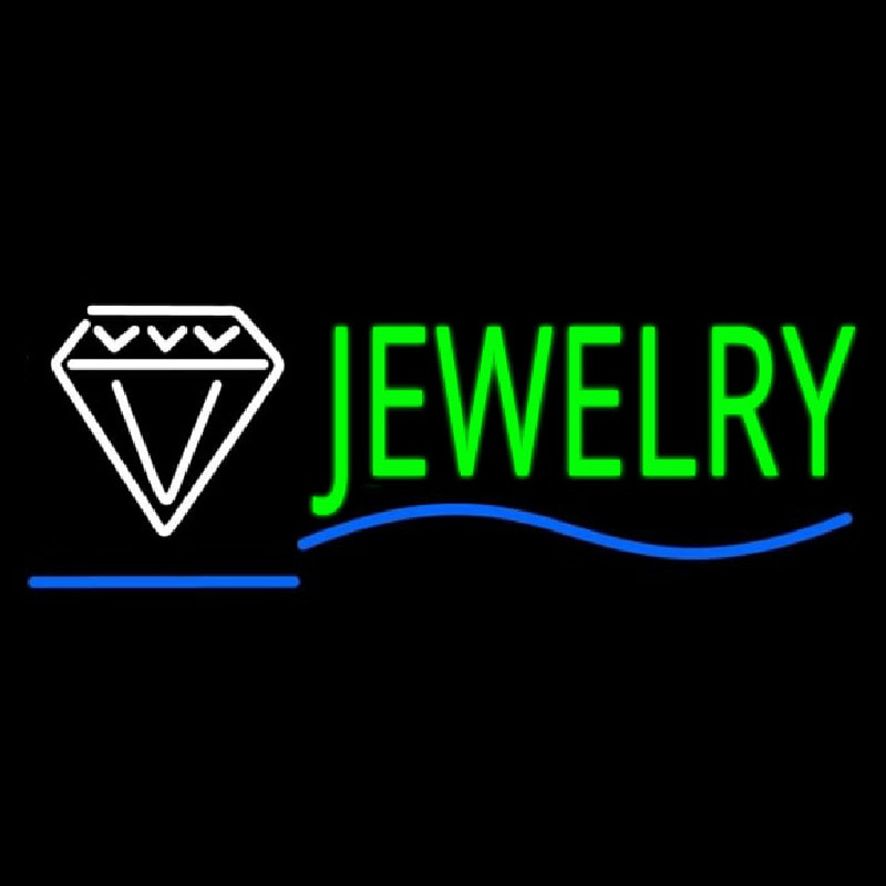 Jewelry Block Diamond Logo Blue Line Neon Sign