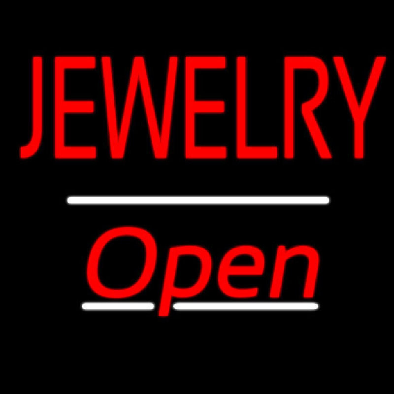 Jewelry Block Open White Line Neon Sign