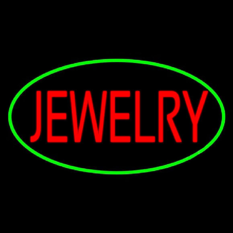 Jewelry Block Oval Green Neon Sign