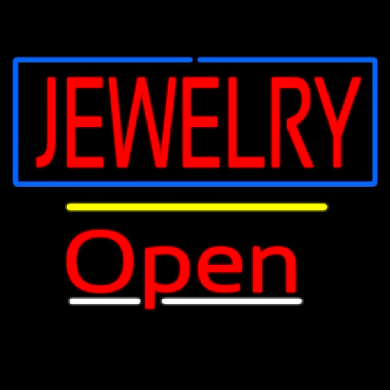 Jewelry Blue Border Open Yellow Line Neon Sign