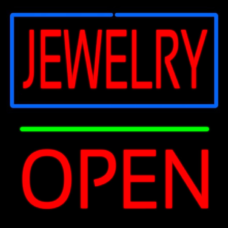 Jewelry Green Line Open Block Neon Sign