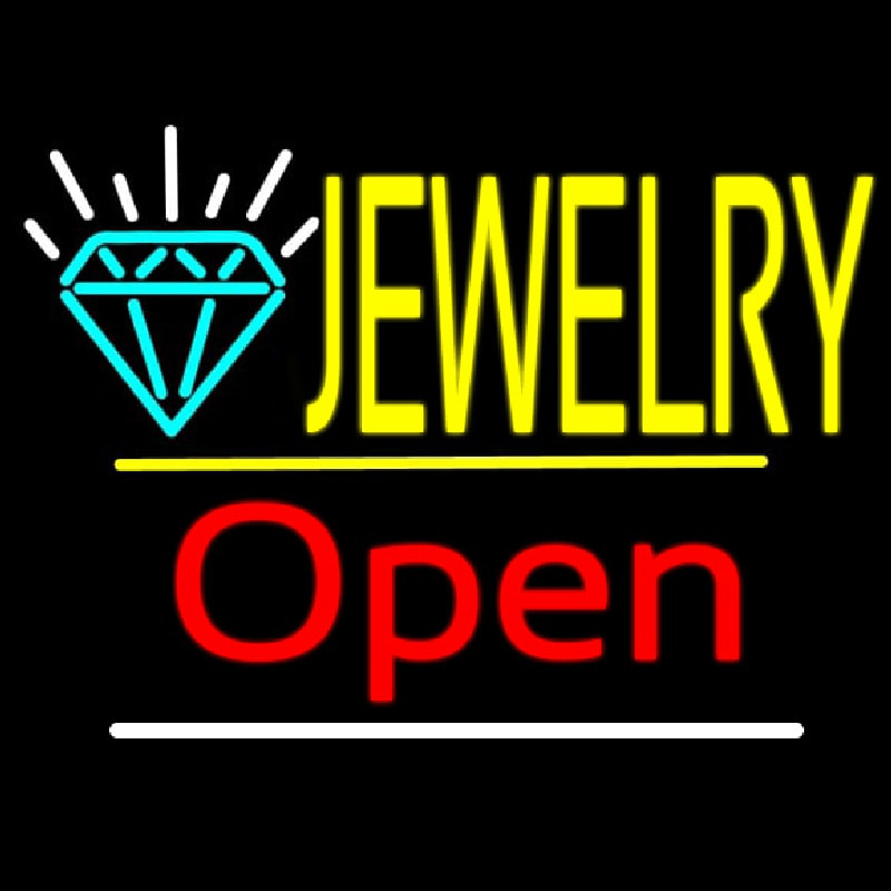 Jewelry Logo Open Yellow Line Neon Sign