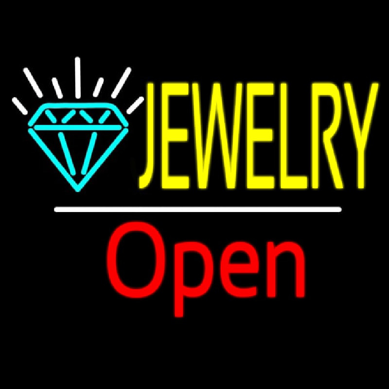 Jewelry Logo White Line Open Neon Sign