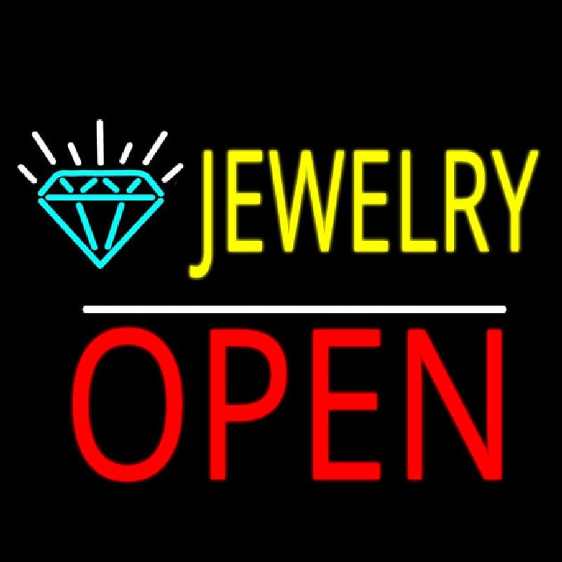 Jewelry Open White Line Neon Sign