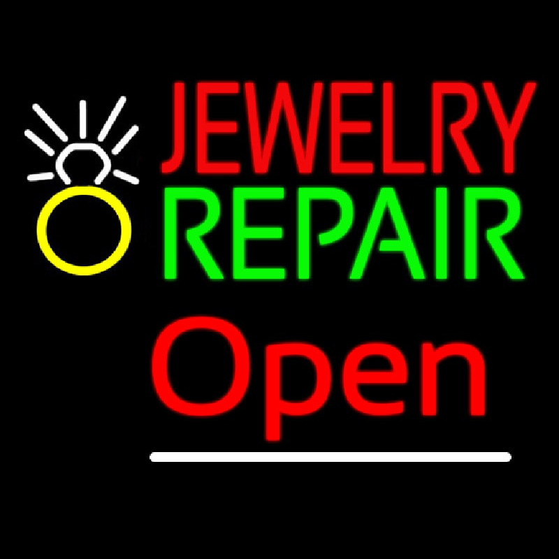 Jewelry Repair Logo Open Neon Sign