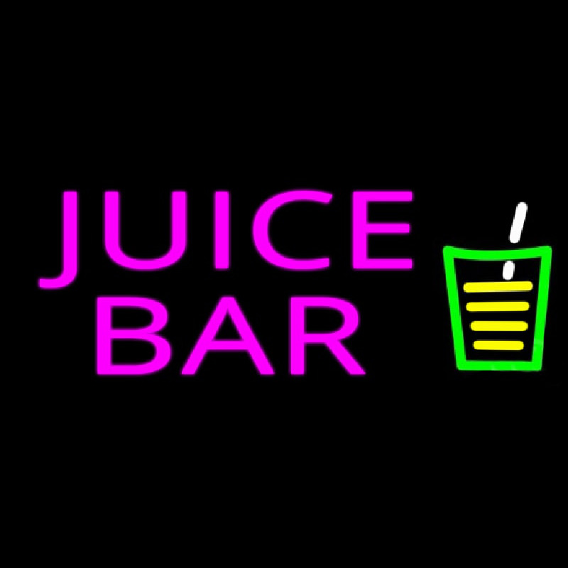 Juice Bar Pink Te t Glass Logo Neon Sign