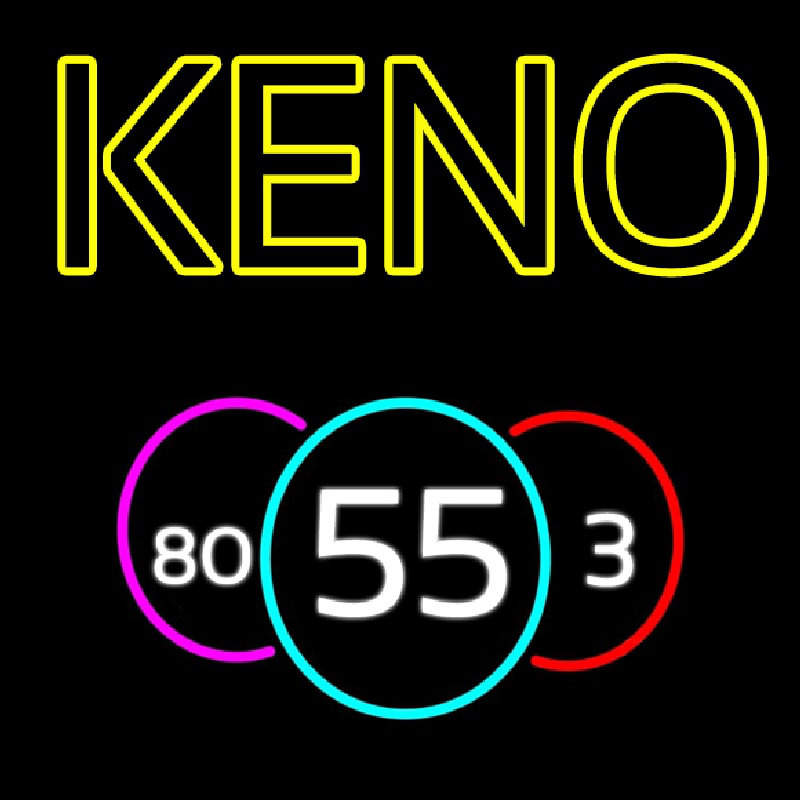 Keno With Multi Color Ball Neon Sign