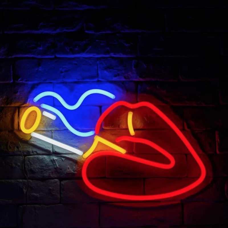 Lips Smoking Neon Sign