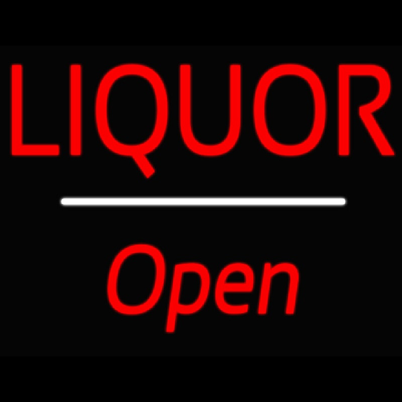 Liquor Open White Line Neon Sign