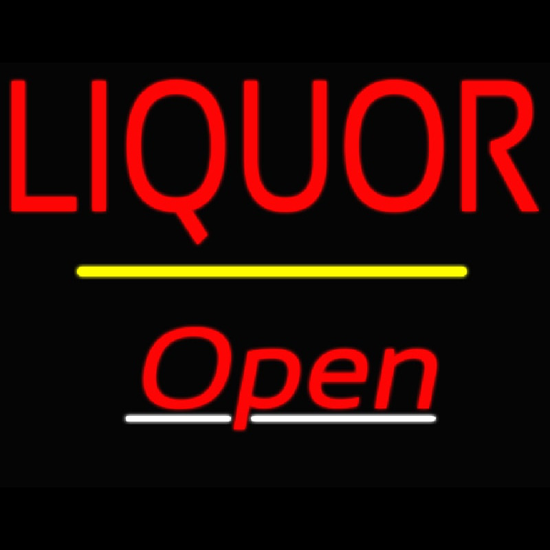 Liquor Open Yellow Line Neon Sign