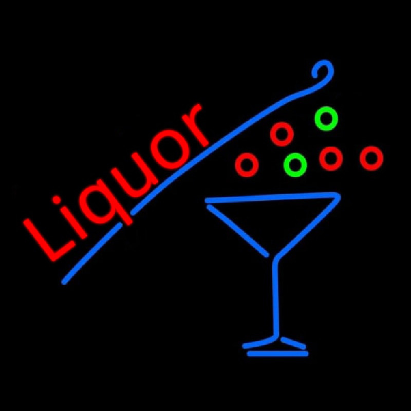 Liquor With Martini Glass Neon Sign