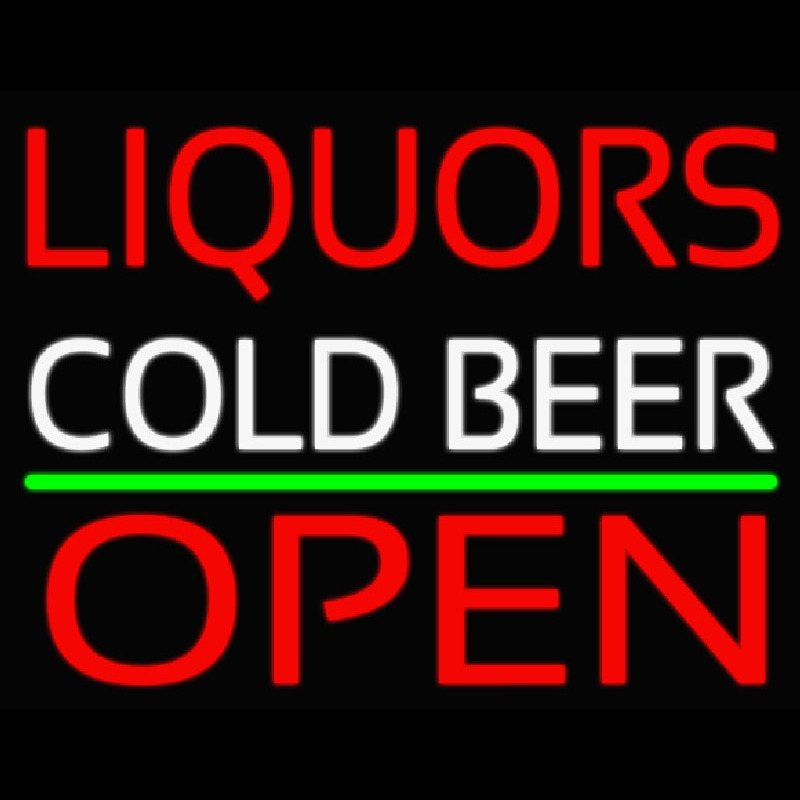 Liquors Cold Beer Open 1 Neon Sign
