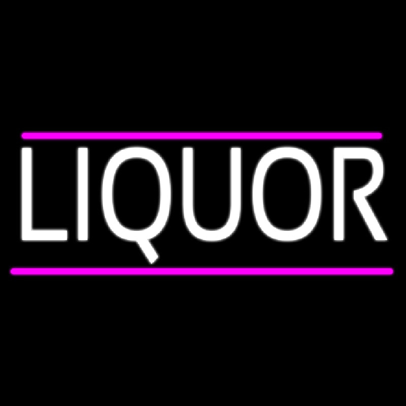 Liquors With Pink Out Line Neon Sign