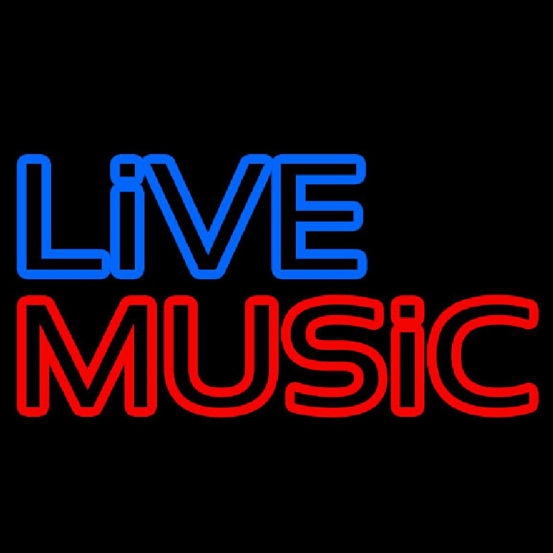 Live Music Block Mic Logo Neon Sign