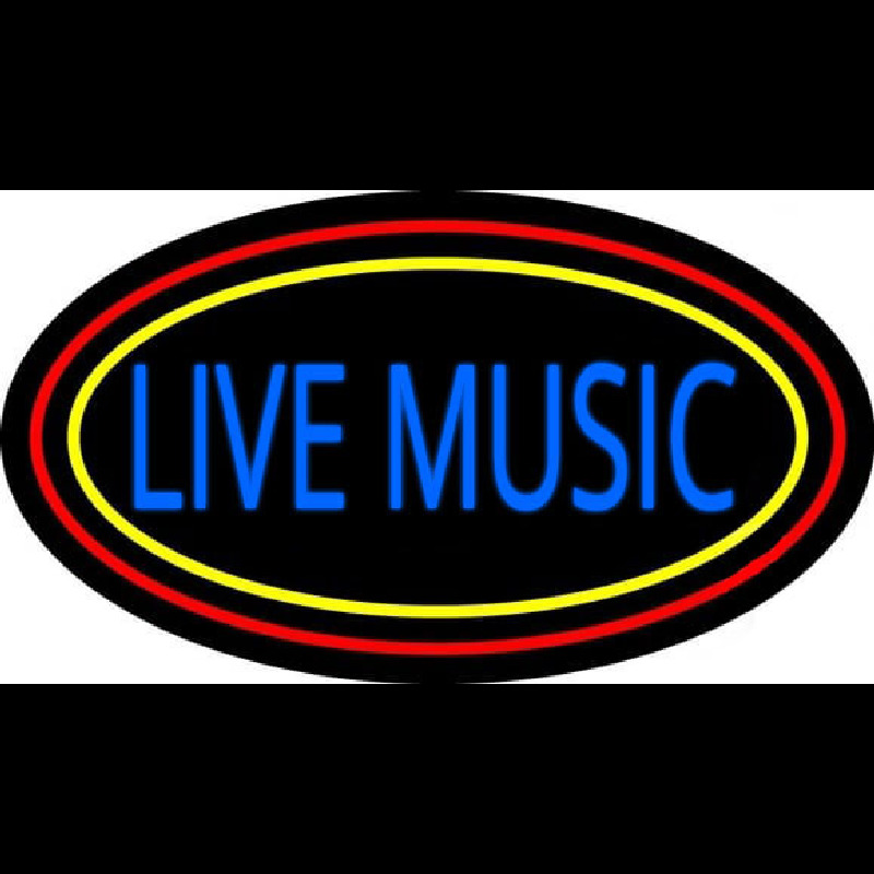 Live Music With Yellow Red Border 1 Neon Sign