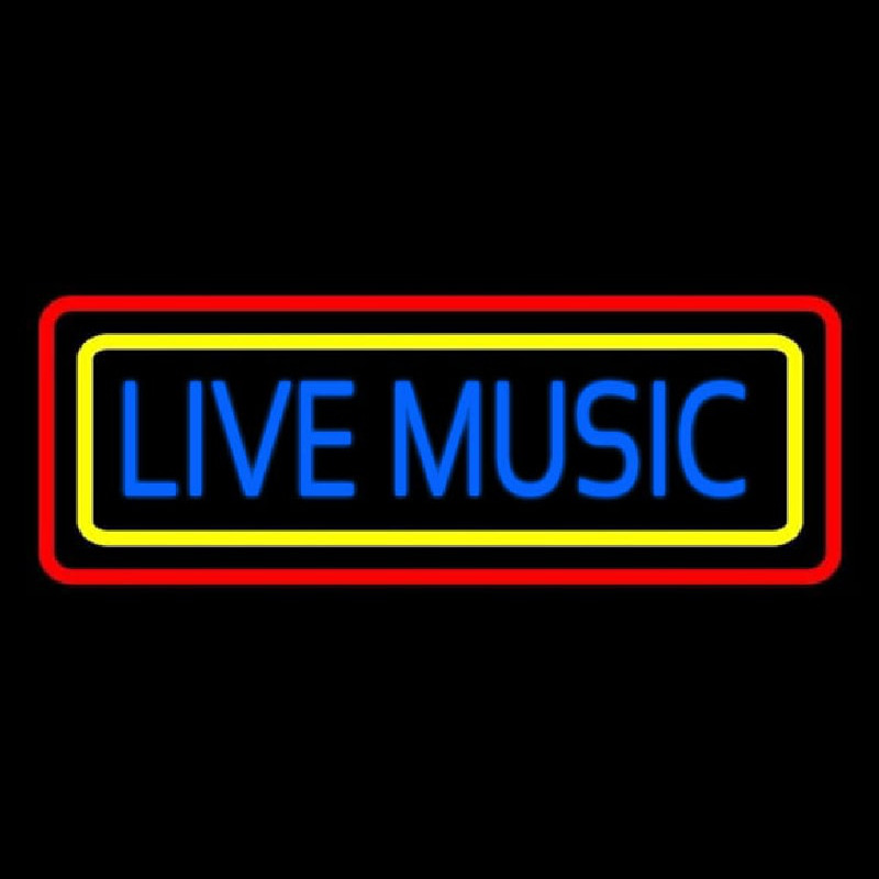 Live Music With Yellow Red Border 2 Neon Sign