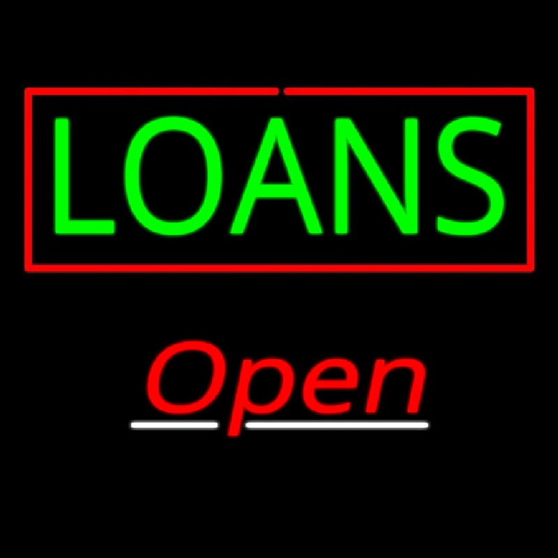 Loans Open Neon Sign