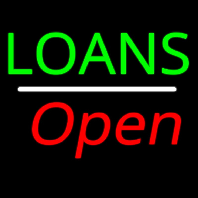 Loans Open White Line Neon Sign