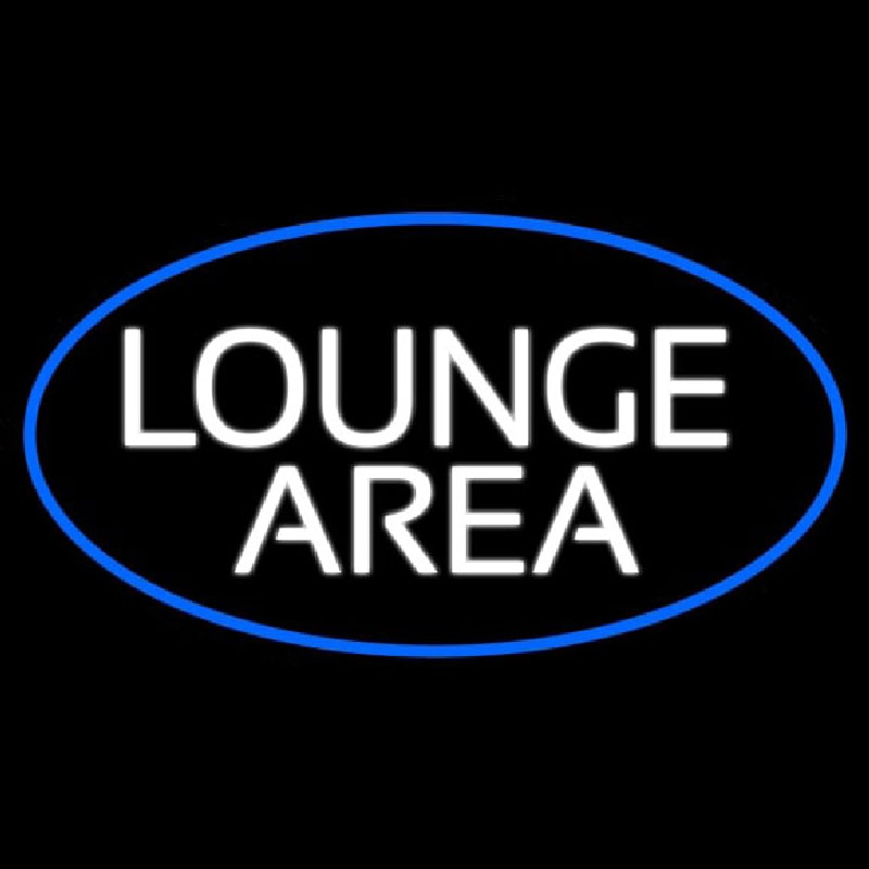 Lounge Area Oval With Blue Border Neon Sign