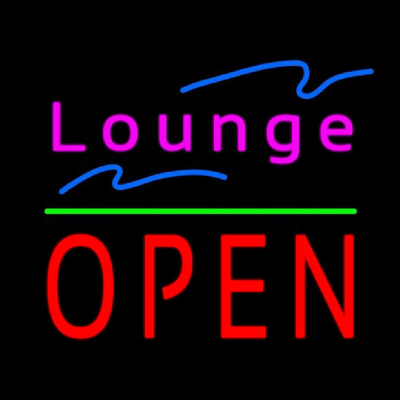 Lounge Block Open Green Line Neon Sign