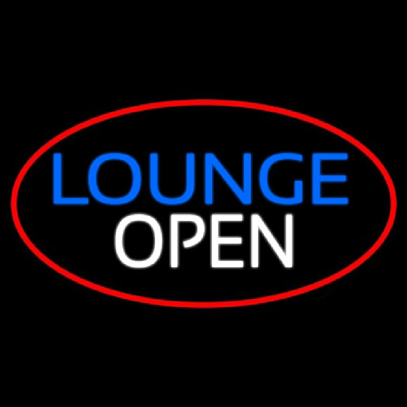 Lounge Open Oval With Red Border Neon Sign