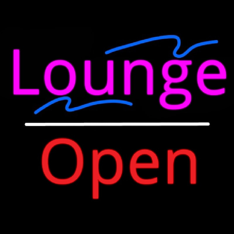 Lounge Open White Line Neon Sign