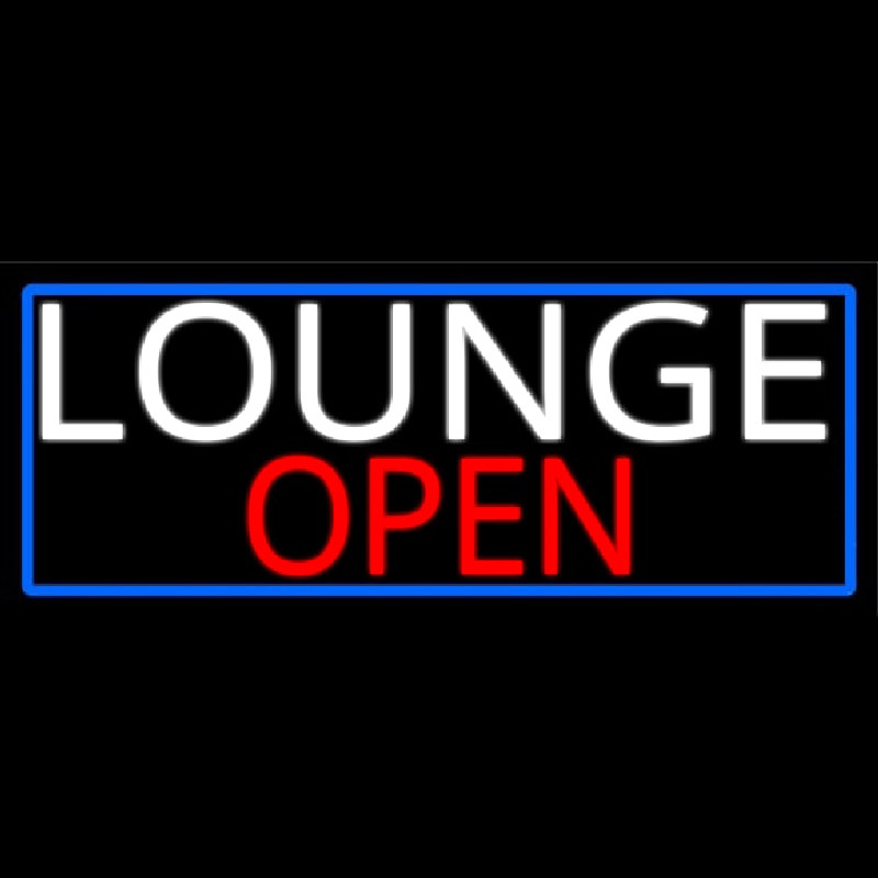 Lounge Open With Blue Border Neon Sign