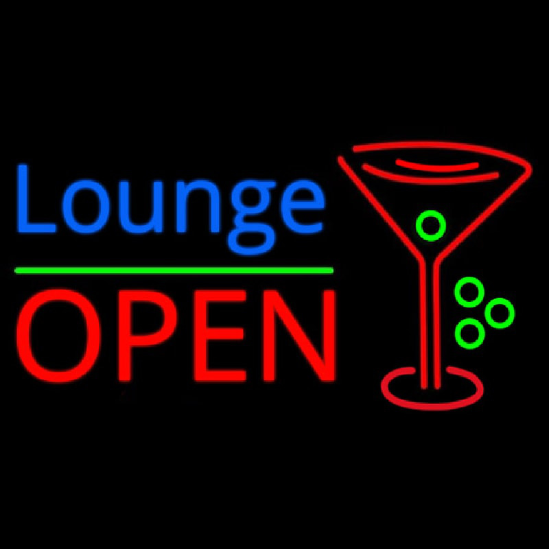 Lounge With Martini Glass Open 1 Neon Sign