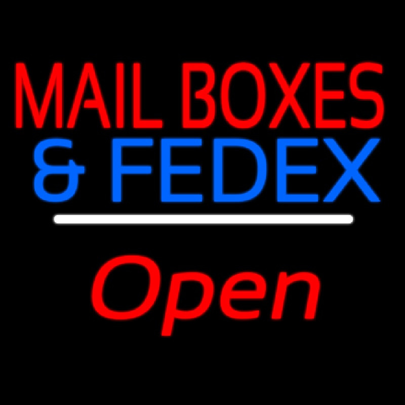Mail Bo es And Fede  Open White Line Neon Sign