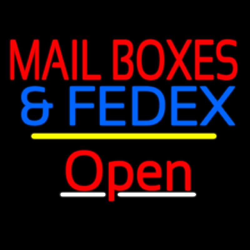 Mail Bo es And Fede  Open Yellow Line Neon Sign