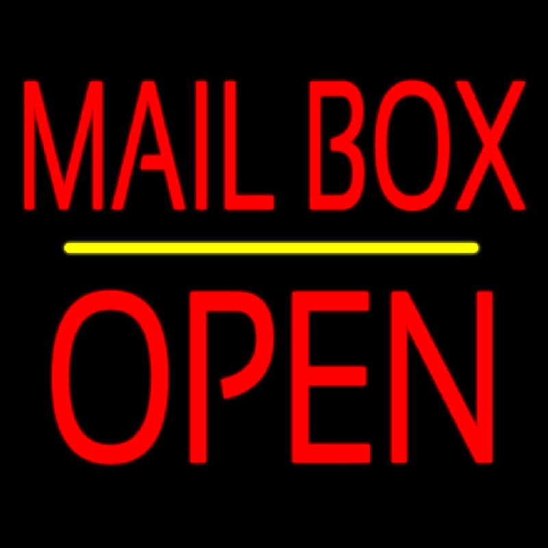 Mailbo  Open Block Yellow Line Neon Sign