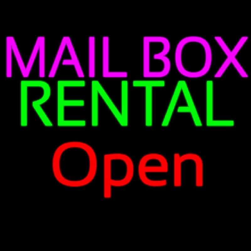 Mailbo  Rental Block Open Neon Sign