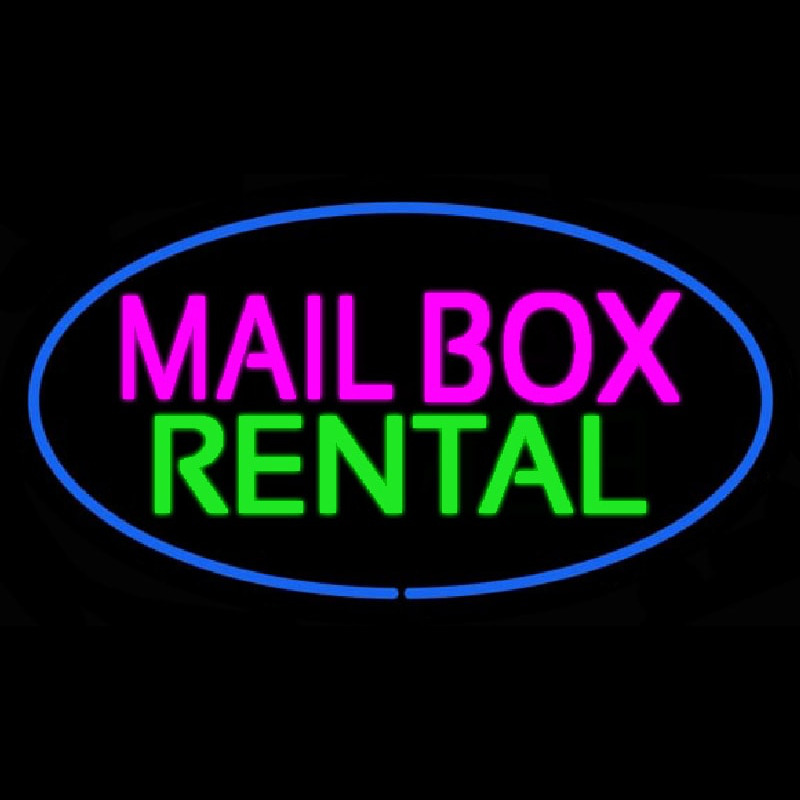 Mailbo  Rental Blue Oval Neon Sign