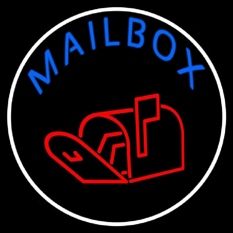 Mailbo  With Logo Circle Neon Sign