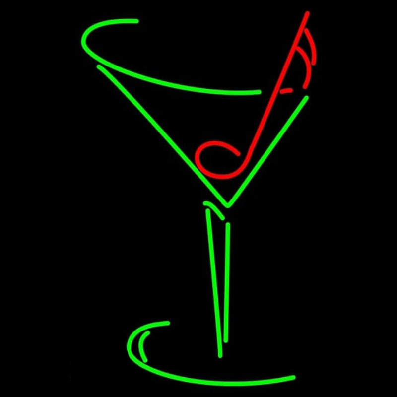 Martini Glass Musical Note Neon Sign