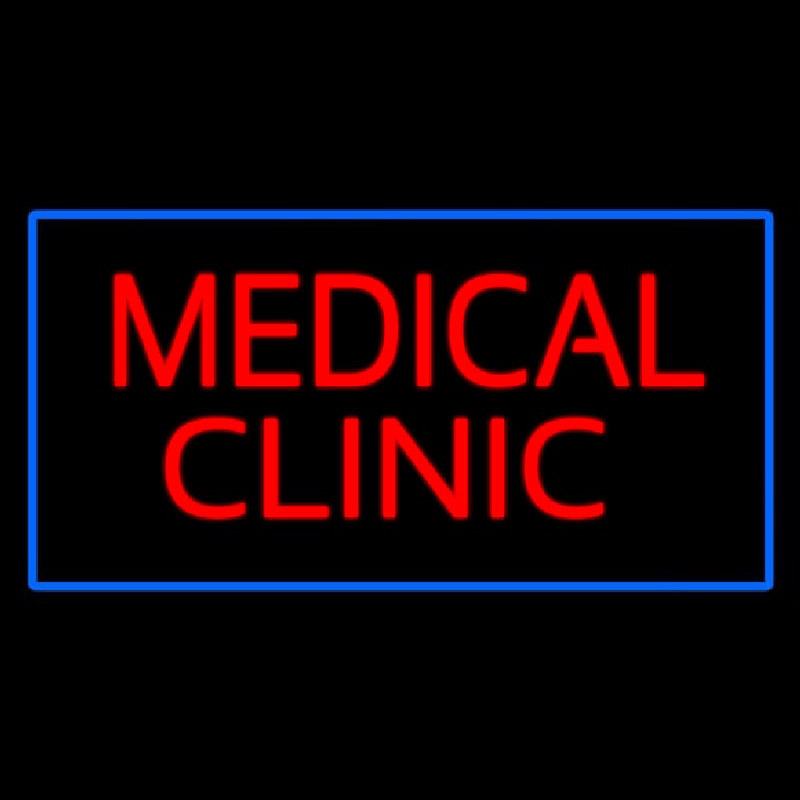 Medical Clinic Rectangle Blue Neon Sign