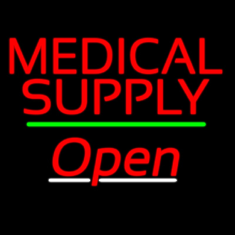 Medical Supply Open Green Line Neon Sign