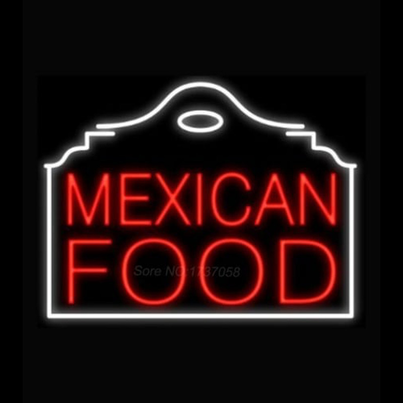 Mexican Food Red Building Neon Sign