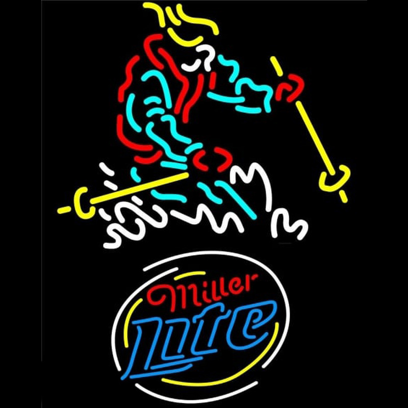 Miller Lite Skier Logo Neon Sign