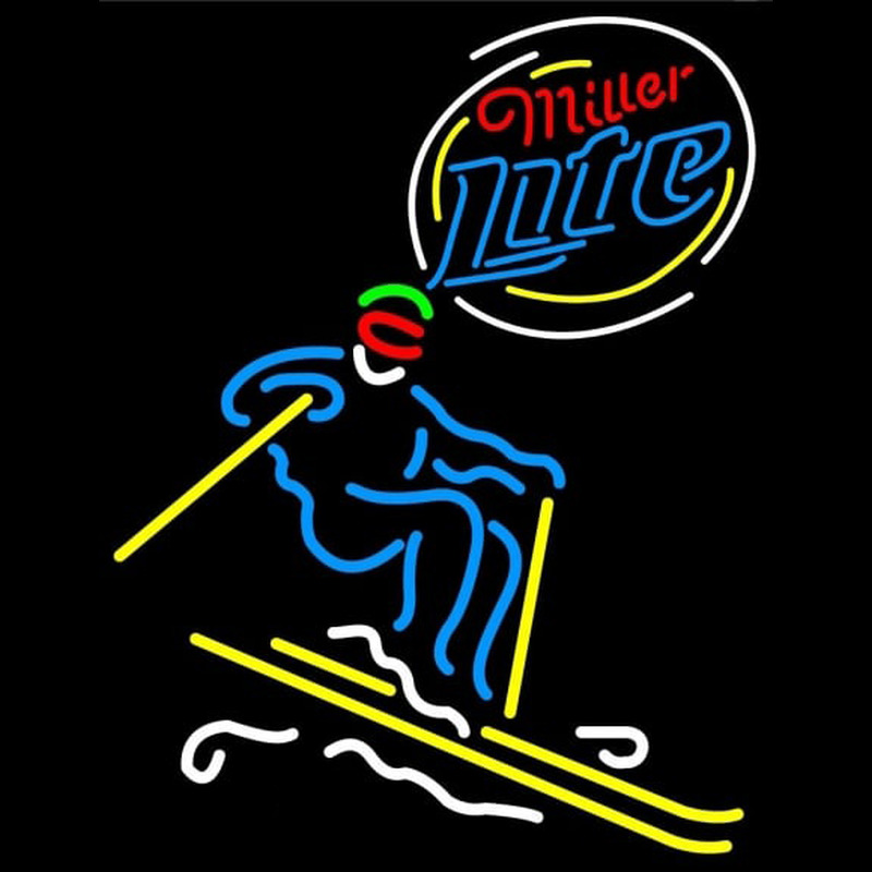 Miller Lite Skier Neon Sign