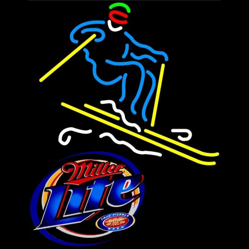 Miller Lite with Skier Neon Sign