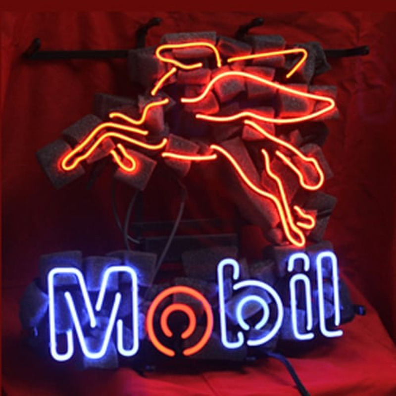 Mobil Oil Gas Shop Neon Sign