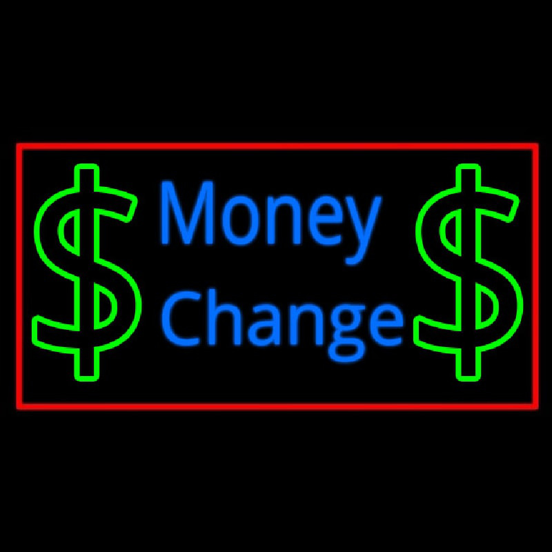 Money Change With Dollar Logo Neon Sign