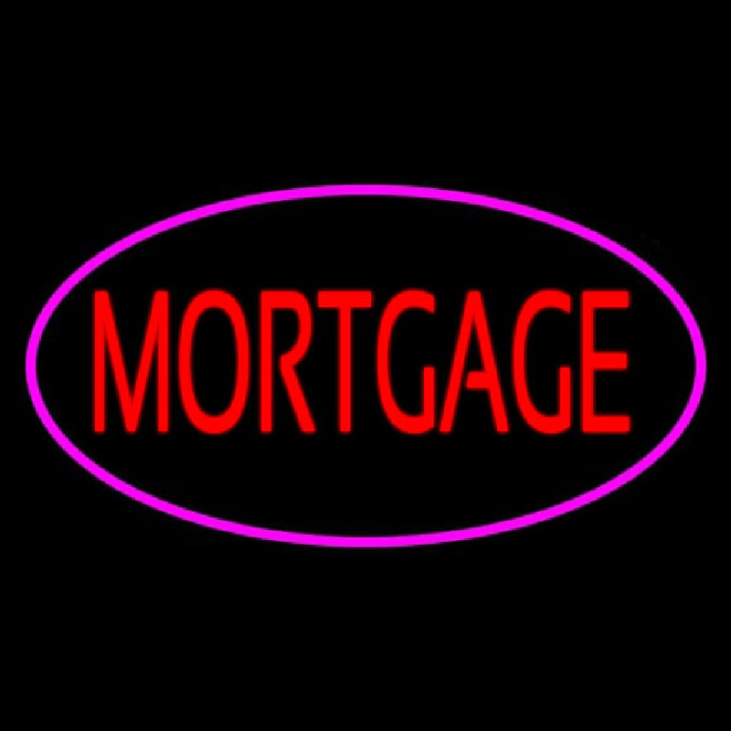 Mortgage Oval Pink Border Neon Sign