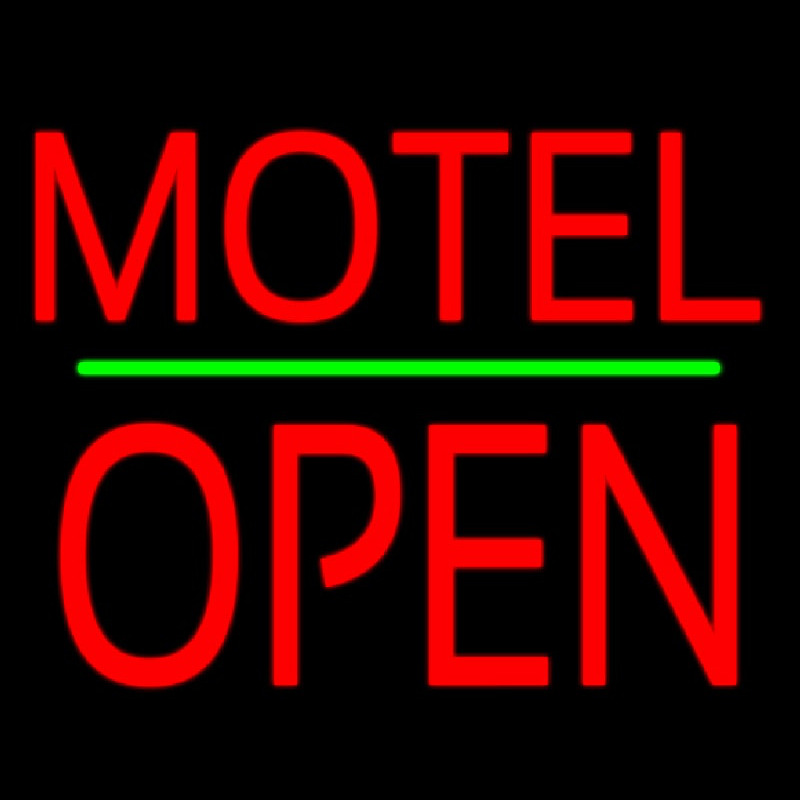 Motel Block Open Green Line Neon Sign