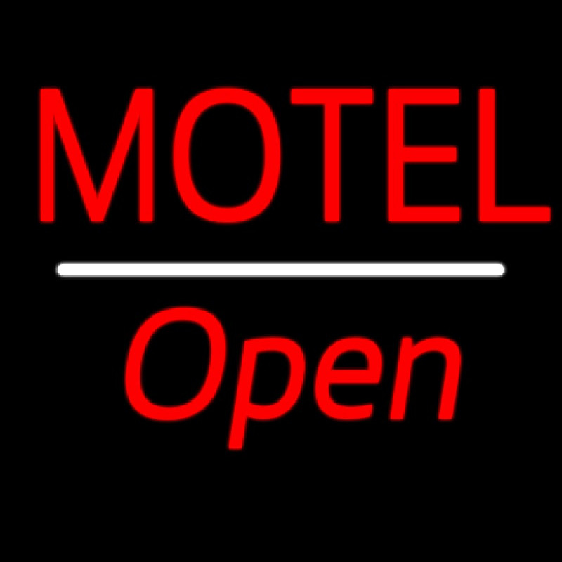 Motel Open White Line Neon Sign