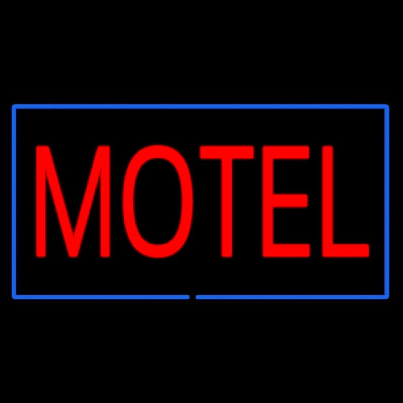 Motel With Blue Border Neon Sign