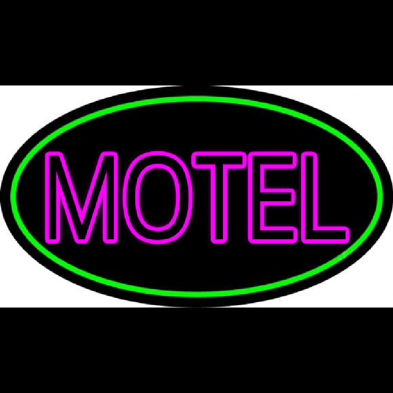 Motel With Green Border Neon Sign